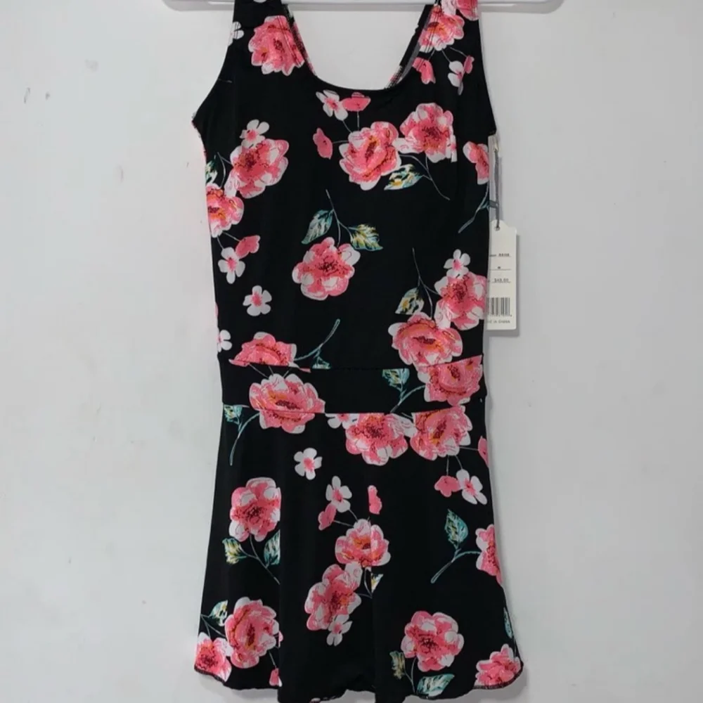 NWT Buzz Swim Dress sz M Black & Pink‎ Floral Swim Dress - Picture 2 of 9